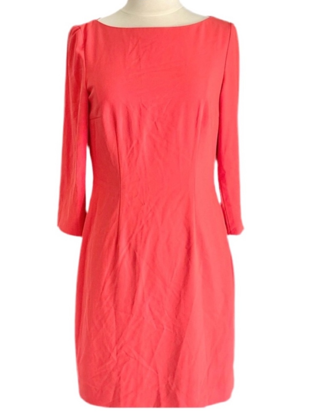 Gianni Bini Coral Fitted Boatneck Drape Back Dress, Size 4